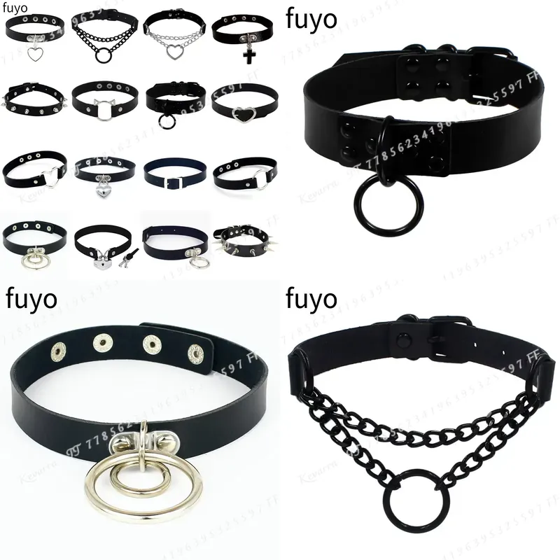 Magnetic Clasp Cosplay - Collar de cuero estilo punk sexy,